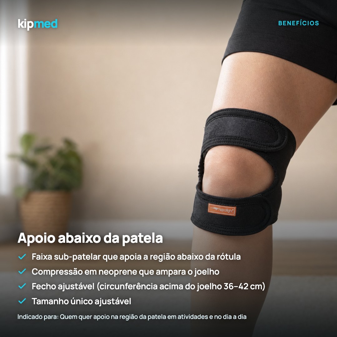 Foto 3: Joelheira Sub-Patelar Ajustável em Neoprene — Hidrolight — principais benefícios