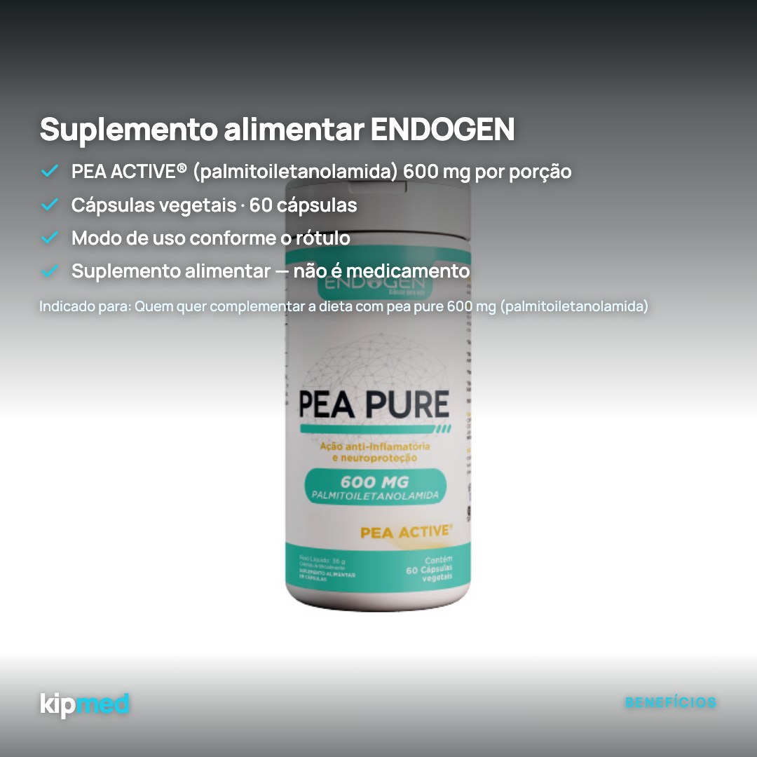 Foto 3: PEA Pure 600 mg (Palmitoiletanolamida) — Endogen — principais benefícios
