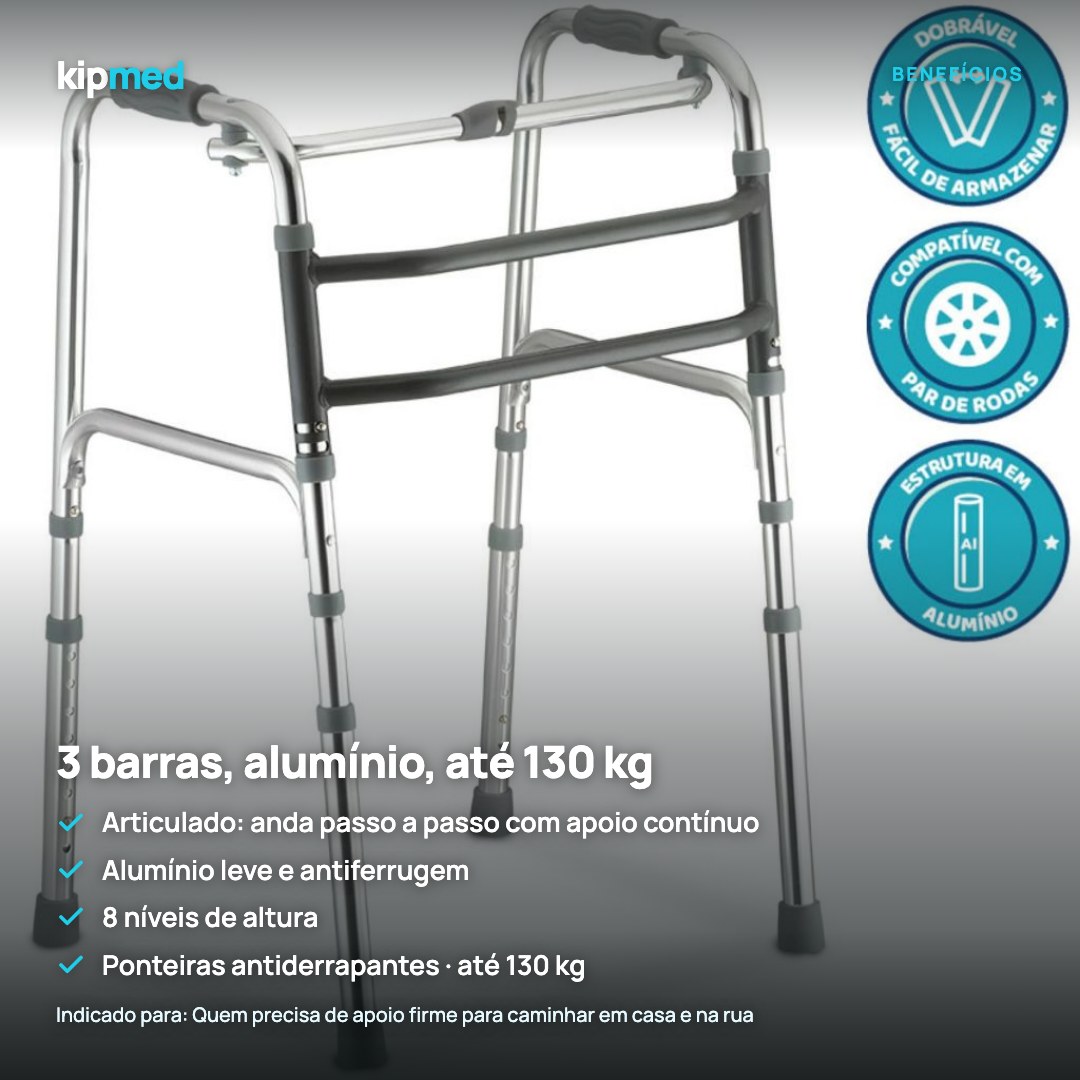 Foto 3: Andador Adulto Articulado Alumínio 3 Barras Hidrolight — principais benefícios