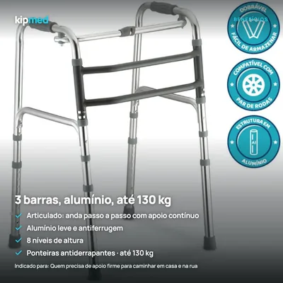 Foto 3: Andador Adulto Articulado Alumínio 3 Barras Hidrolight — principais benefícios
