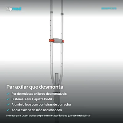 Foto 3: Par de Muletas Axilares 3 em 1 Desmontáveis — Hidrolight — principais benefícios