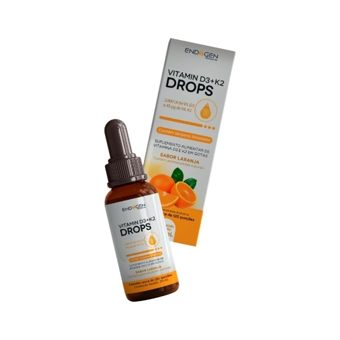 Vitamina D3 + K2 em Gotas 2000 UI — Endogen — vista frontal